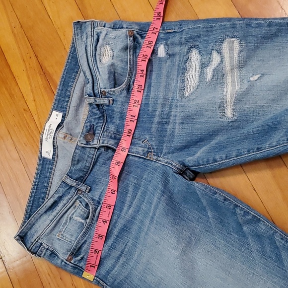 Abercrombie & Fitch distressed embroidered jeans. Faded blue. Size 10, 30W. - Picture 10 of 15